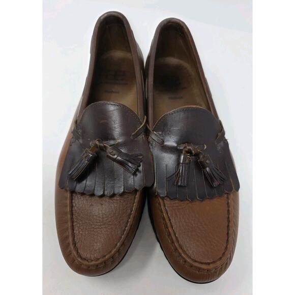 Allen Edmonds Nashua Slip On Tassel Leather Loafers Tan Brown Size 12 B main image 14